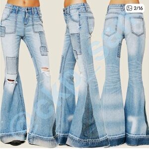 Rare! Free people sold out patchwork Flare Jeans